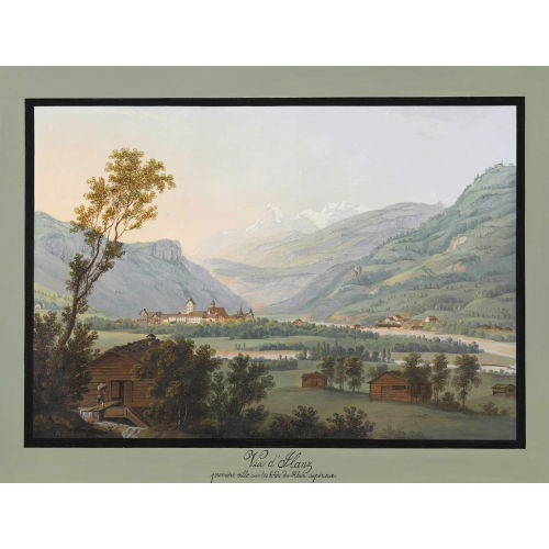 JOHANN LUDWIG BLEULER : 'Vue d��Ilanz, premi��re ville sur les bords du Rhin sup��rieur'. (22B) (480844) (292) (DOBIASCHOFSKY AUKTIONEN AG)