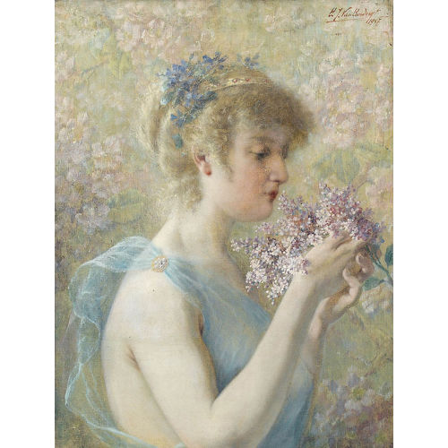 CHARLES JOSEPH VAN LANDUYT : Junge Frau mit Fliederstrauss (DOBIASCHOFSKY AUKTIONEN AG)