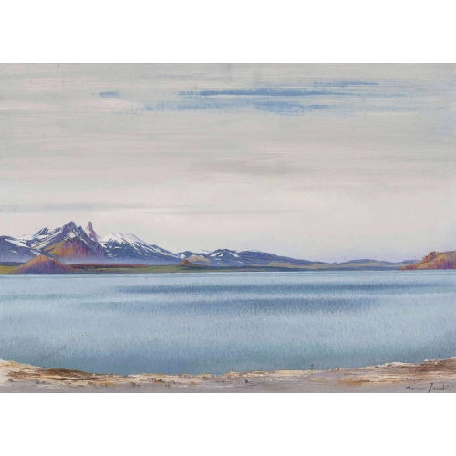 MARCUS JACOBI : Herbstlicher Thunersee mit dem Stockhorn (DOBIASCHOFSKY AUKTIONEN AG)