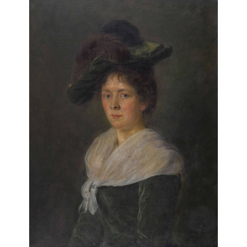 JOHANNES KLEINSCHMIDT : Portr�t einer eleganten Dame mit Federhut (DOBIASCHOFSKY AUKTIONEN AG)