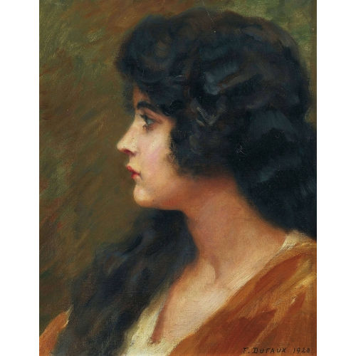 AUGUSTE FR�D�RIC DUFAUX : Portrait de jeune femme (DOBIASCHOFSKY AUKTIONEN AG)