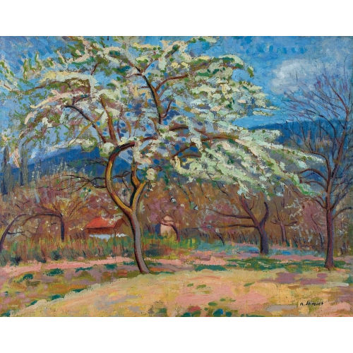 ALBERT SCHMIDT : Landschaft mit bl�henden Obstb�umen (DOBIASCHOFSKY AUKTIONEN AG)