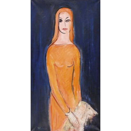JULES FEHR : 'Jeune femme avec chien' (DOBIASCHOFSKY AUKTIONEN AG)