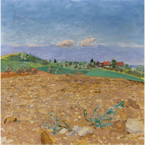 FERDINAND GEHR : Feldlandschaft mit Schloss Watt in M�rschwil (DOBIASCHOFSKY AUKTIONEN AG)