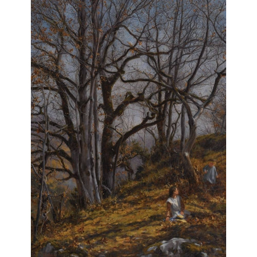 COMTE PIERRE DE SALIS-SOGLIO : Sonniger Herbstwald mit spielenden Kindern (DOBIASCHOFSKY AUKTIONEN AG)