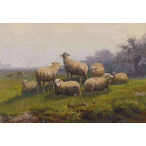 JEF LOUIS VAN LEEMPUTTEN : Schafherde auf der Weide (DOBIASCHOFSKY AUKTIONEN AG)