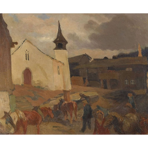 LOUIS DUNKI : 'Village dans le Haut-Valais' (DOBIASCHOFSKY AUKTIONEN AG)