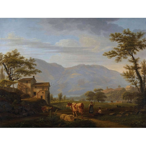 SAMUEL BIRMANN : Sommerliche Seelandschaft mit Hirten und Vieh (DOBIASCHOFSKY AUKTIONEN AG)