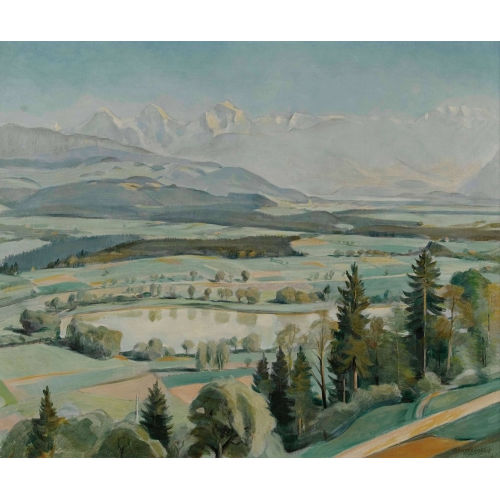 HANS RUDOLF SCHWARZENBACH : Sommerliche Landschaft mit Eiger, M�nch und Jungfrau (DOBIASCHOFSKY AUKTIONEN AG)