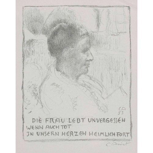 CUNO AMIET : 'Gedenkblatt f�r Frau Anna Amiet' (DOBIASCHOFSKY AUKTIONEN AG)