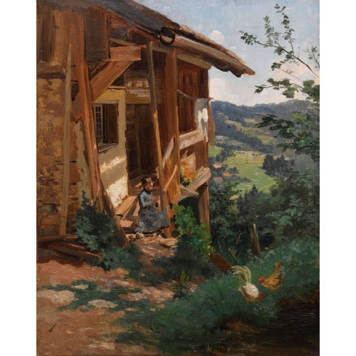 HANS BACHMANN : Sommerliche Bauernhofszene (DOBIASCHOFSKY AUKTIONEN AG)