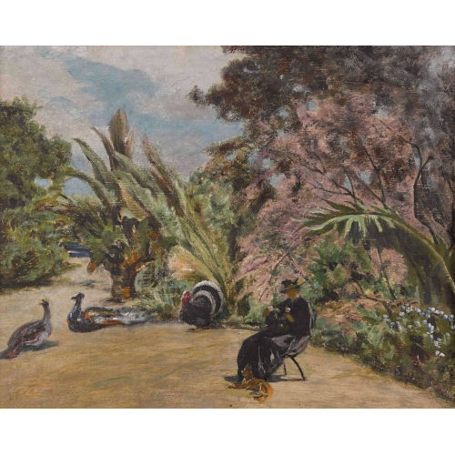 ERNST ST�CKELBERG : Sitzende Dame in s�dlichem Park (DOBIASCHOFSKY AUKTIONEN AG)