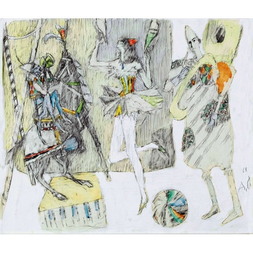 ALOIS CARIGIET : Zirkusartisten mit Harlekin (DOBIASCHOFSKY AUKTIONEN AG)