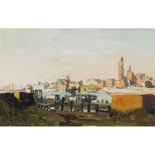 IGNAZ EPPER : Morgenstimmung am Hafen (DOBIASCHOFSKY AUKTIONEN AG)