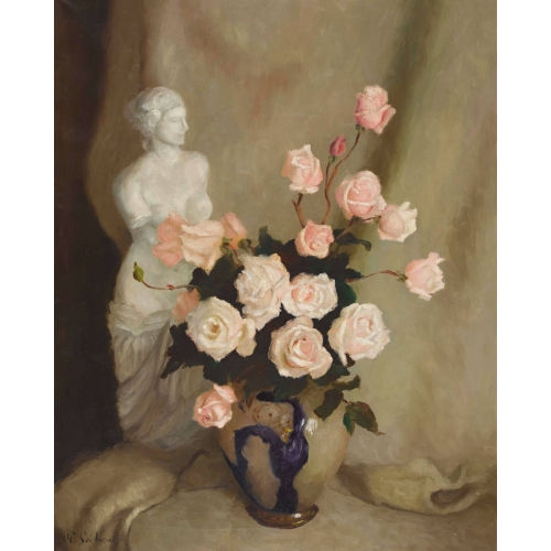 PAUL S�CHAUD : Stillleben mit Rosen und Venus-Skulptur (DOBIASCHOFSKY AUKTIONEN AG)