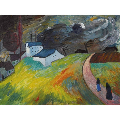 MARIANNE VON WEREFKIN : Drfliche Landschaft mit zwei heimkehrenden Frauen (DOBIASCHOFSKY AUKTIONEN AG)