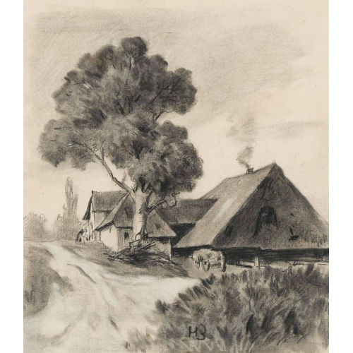 HANS BACHMANN : B�uerliches Geh�ft mit Baum (DOBIASCHOFSKY AUKTIONEN AG)