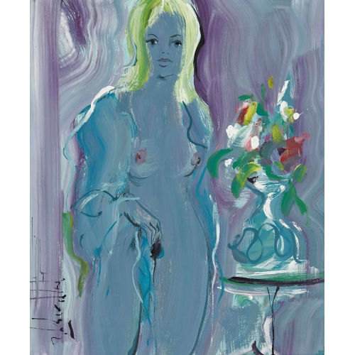 ROGER BOHNENBLUST : Weiblicher Akt mit Blumenvase (DOBIASCHOFSKY AUKTIONEN AG)