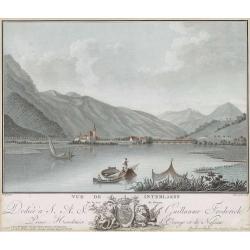CASPAR WOLF : 'Vue de Interlaken sur le Lac de Brienz Dedi�e � S.Ae.Se. Guillaume Frederick Prince Hereditaire d′Orange et de Nassau' (DOBIASCHOFSKY AUKTIONEN AG)