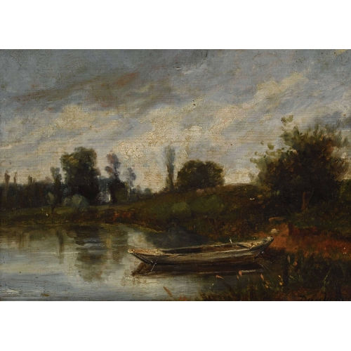 CHARLES FRAN�OIS DAUBIGNY : Ruderboot am Ufer (DOBIASCHOFSKY AUKTIONEN AG)