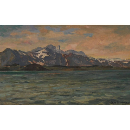 HANS GARTMEIER : Thunersee mit Stockhornkette (DOBIASCHOFSKY AUKTIONEN AG)