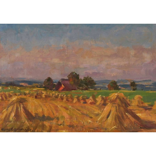 HANS GARTMEIER : Feld mit Heuschober (DOBIASCHOFSKY AUKTIONEN AG)