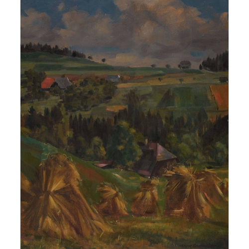 HANS GARTMEIER : Feldlandschaft mit Heuschober (DOBIASCHOFSKY AUKTIONEN AG)