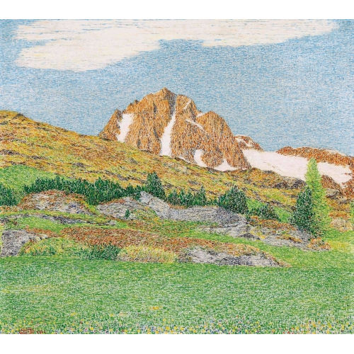 GOTTARDO SEGANTINI : Blick auf Piz Lagrev im Engadin (DOBIASCHOFSKY AUKTIONEN AG)