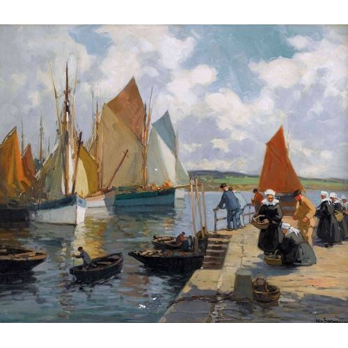 HENRI ALPHONSE BARNOIN : Bretonische Hafenpartie (DOBIASCHOFSKY AUKTIONEN AG)