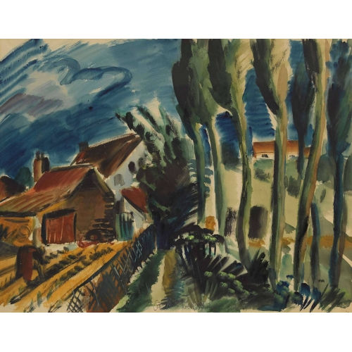 CARL RABUS : Landschaft mit Bauernh�usern (DOBIASCHOFSKY AUKTIONEN AG)