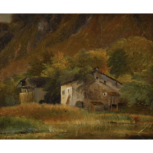 CHARLES LOUIS GUIGON : Berglandschaft mit Bauernh�usern (DOBIASCHOFSKY AUKTIONEN AG)