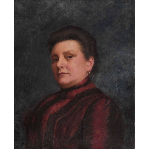 EMIL BEURMANN : Portr�t einer �lteren Dame in rotem Kleid (DOBIASCHOFSKY AUKTIONEN AG)