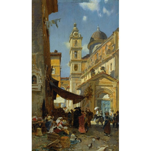 FRANZ THEODOR AERNI : 'Kirche in Trastevere bei Rom' (DOBIASCHOFSKY AUKTIONEN AG)