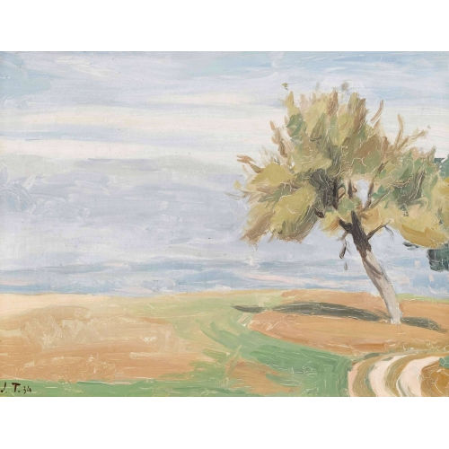 JOHN TORCAPEL : Feldlandschaft mit einem Baum (DOBIASCHOFSKY AUKTIONEN AG)