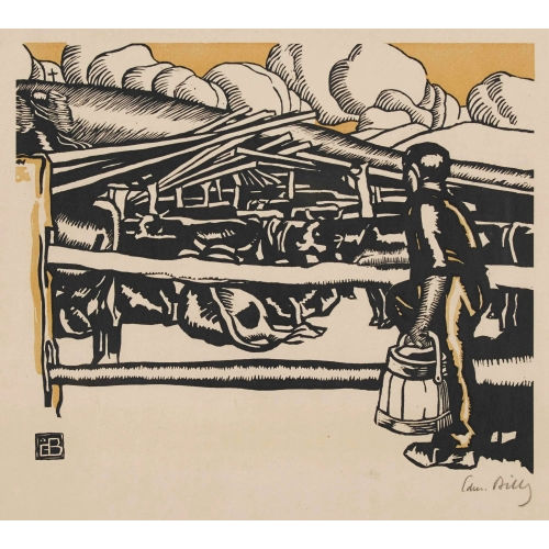 EDMOND BILLE : Les vaches et le paysan (DOBIASCHOFSKY AUKTIONEN AG)