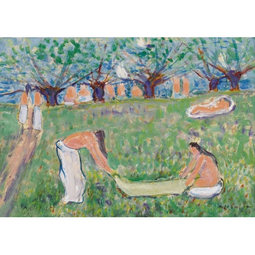 ALBERT SCHMIDT : Landschaft mit ruhenden Frauen (DOBIASCHOFSKY AUKTIONEN AG)