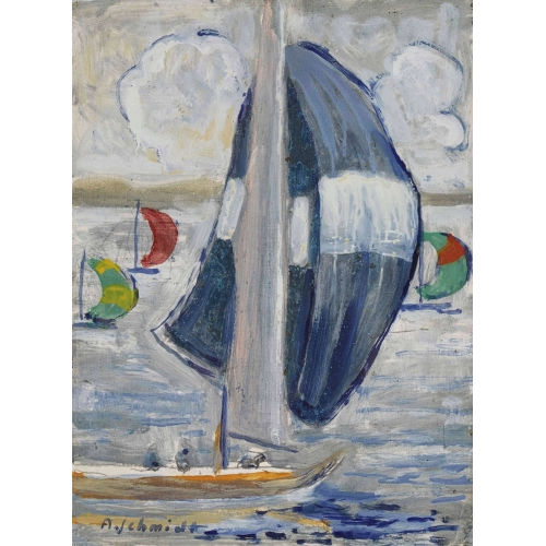 ALBERT SCHMIDT : Segelschiffe auf dem Genfersee (DOBIASCHOFSKY AUKTIONEN AG)