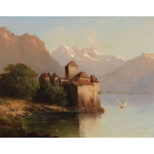 JEAN PHILIPPE GEORGE-JULLIARD : Genfersee mit Schloss Chillon (DOBIASCHOFSKY AUKTIONEN AG)