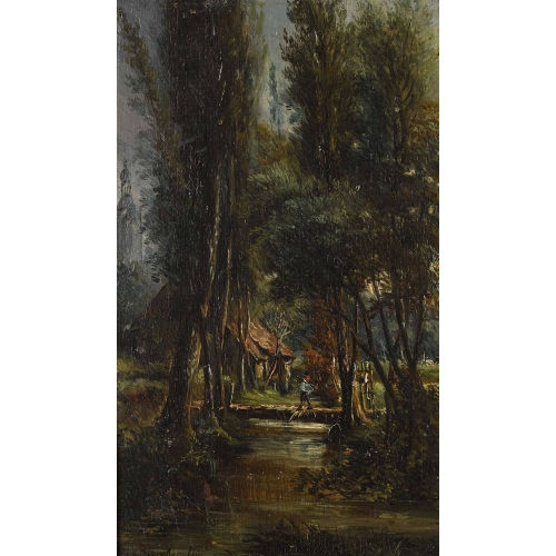 LOUIS MOULLIN : Bachlandschaft mit Br�cke (DOBIASCHOFSKY AUKTIONEN AG)
