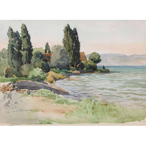 WILLY (EIGTL. WILHELM FRIEDRICH) BURGER : Uferlandschaft am Z�richsee (DOBIASCHOFSKY AUKTIONEN AG)