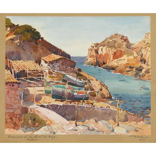 WILLY (EIGTL. WILHELM FRIEDRICH) BURGER : 'Fischernest an der K�ste bei Deya. Mallorca' (DOBIASCHOFSKY AUKTIONEN AG)