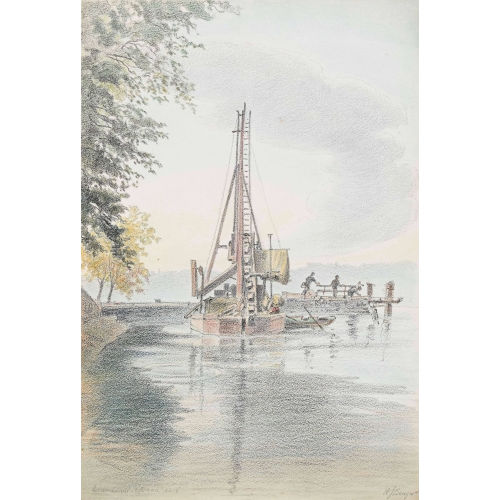 WILLY (EIGTL. WILHELM FRIEDRICH) BURGER : Uferpartie mit Wasserbagger (DOBIASCHOFSKY AUKTIONEN AG)