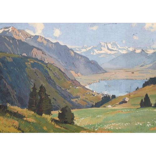 WILLY (EIGTL. WILHELM FRIEDRICH) BURGER : Blick auf den Genfersee und die Dents du Midi (DOBIASCHOFSKY AUKTIONEN AG)