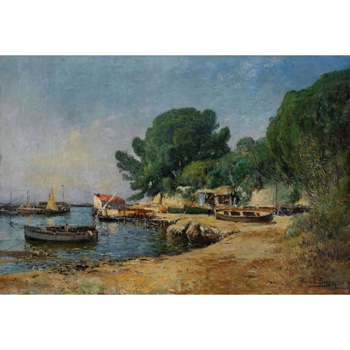 PAULIN-ANDR� BERTRAND : S�dliche Strandpartie mit Booten (DOBIASCHOFSKY AUKTIONEN AG)