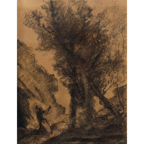 JEAN-BAPTISTE CAMILLE COROT : Paysage avec une femme agenouill�e (DOBIASCHOFSKY AUKTIONEN AG)