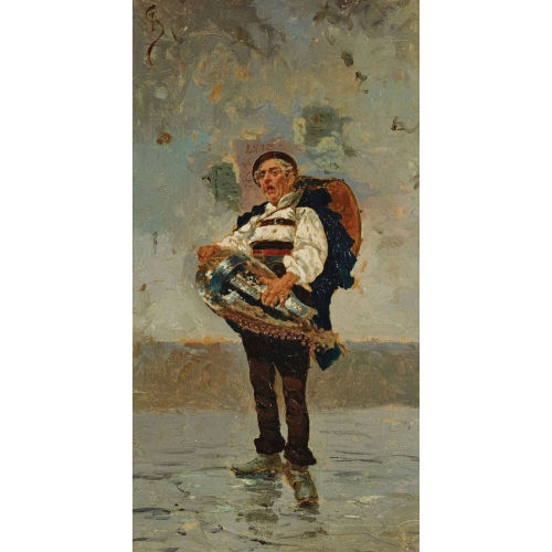 IGNACE SPIRIDON : Bildnis eines Musikers mit Leier am Strand (DOBIASCHOFSKY AUKTIONEN AG)