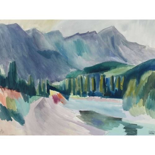HANS ROHNER : Flusslandschaft mit Bergkette (DOBIASCHOFSKY AUKTIONEN AG)