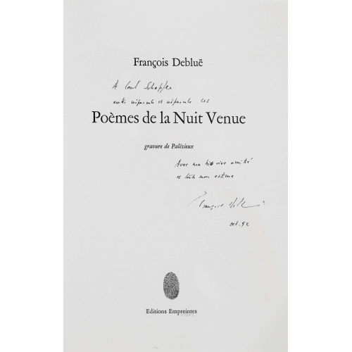G�RARD DE PAL�ZIEUX : Fran�ois Deblu�: 'Po�mes de la Nuit Venue' (DOBIASCHOFSKY AUKTIONEN AG)