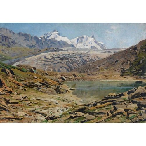 ALBERT LUGARDON : 'Le lac vert (Glacier de Findelen)' (DOBIASCHOFSKY AUKTIONEN AG)