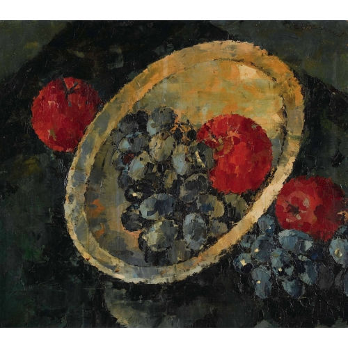 CHARLES PAUL REYNOLD BARRAUD : Herbststillleben mit Trauben und �pfeln (DOBIASCHOFSKY AUKTIONEN AG)